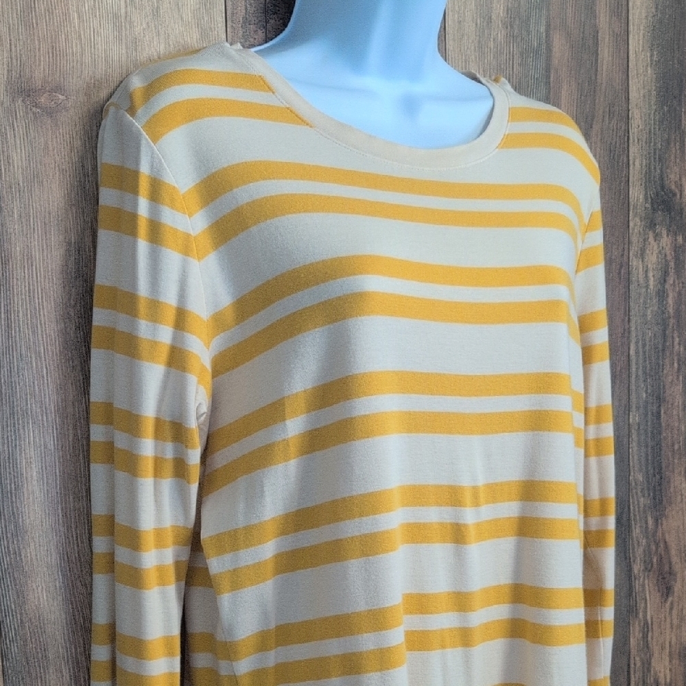 Merona Yellow and Cream Striped Long Sleeve Tee XXL D111